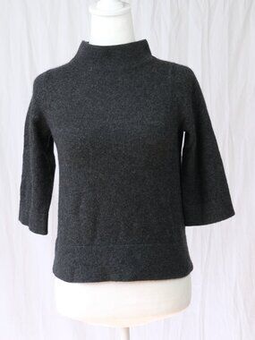 Vince Cashmere Half Sleeve Pullover Sweater Dark Gray Size XS Minimalist